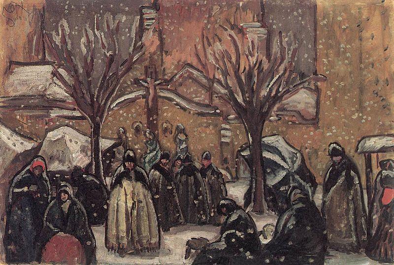 Bela Ivanyi-Grunwald Market of Kecskemet in Winter Germany oil painting art